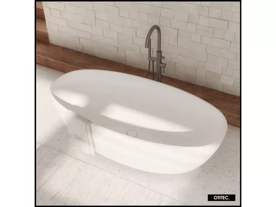 Baignoire Îlot - 148 x 75 cm - SHELL - BLANC MAT - avec SIPHON INCLUS