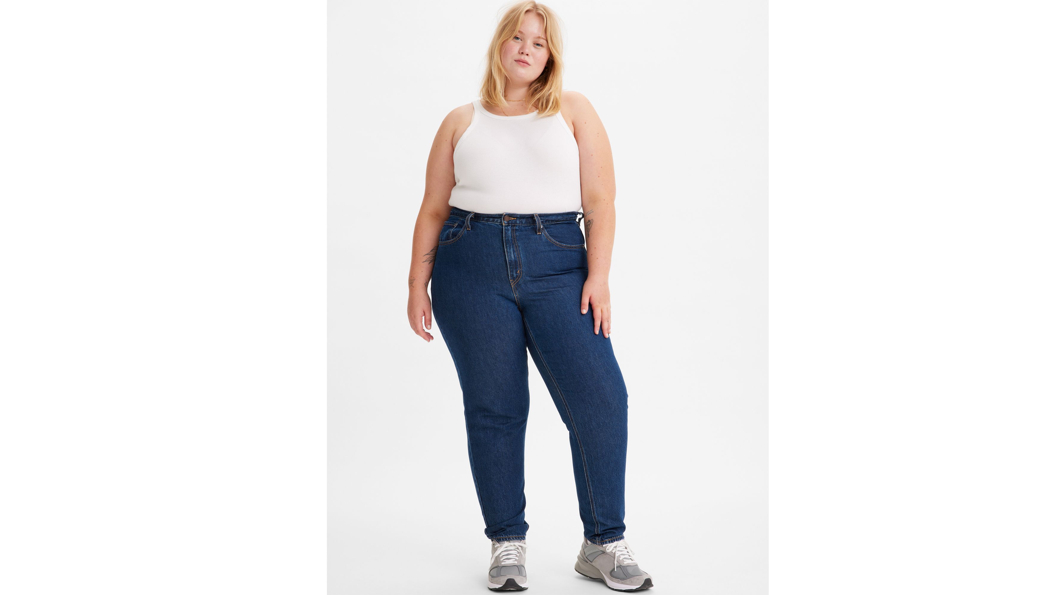 Jean Mom ’80 (grandes tailles) - Dark Indigo Flat Finish - Bleu