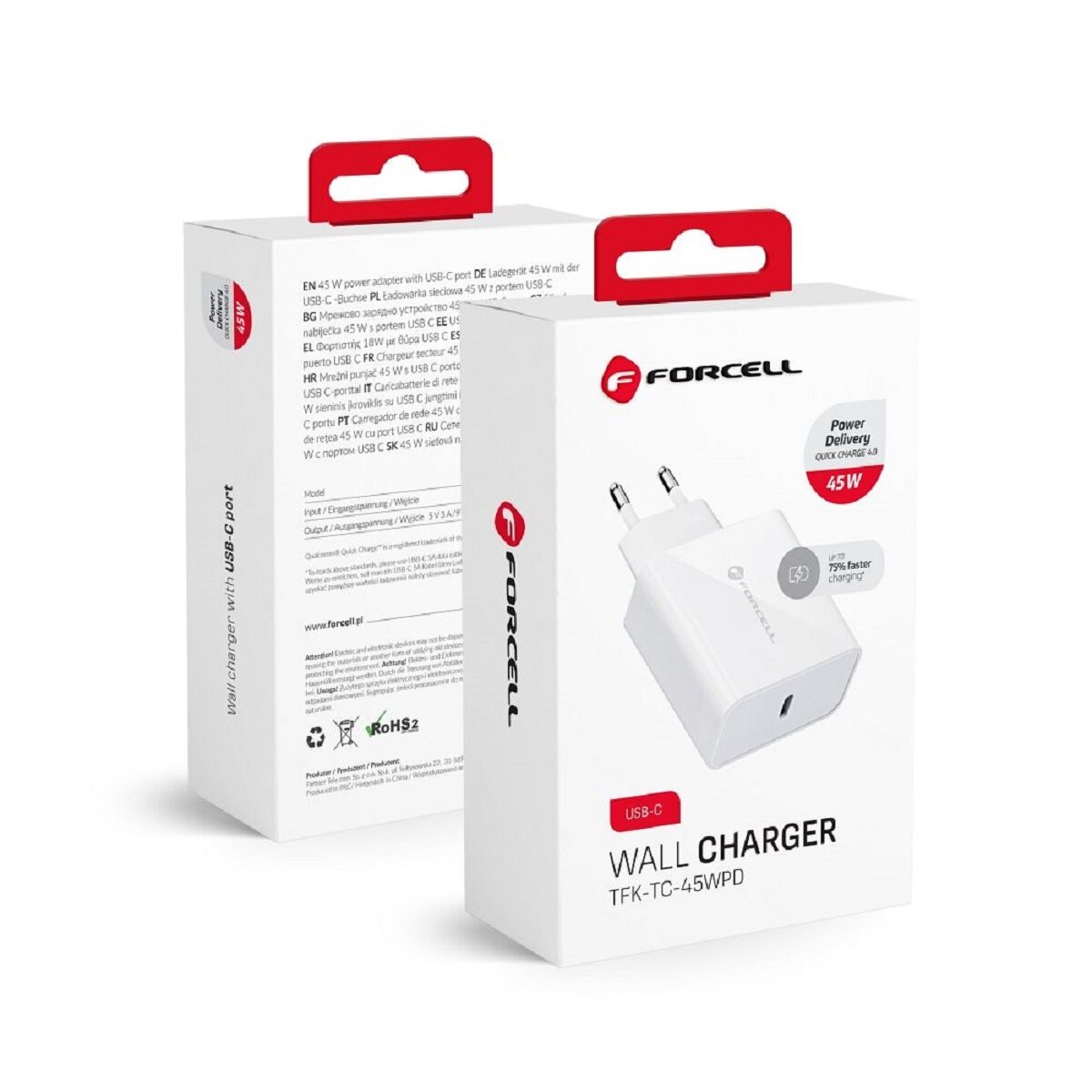 NETZ-Ladegerät mit USB Typ C - 3A 45W Anschluss mit PD
