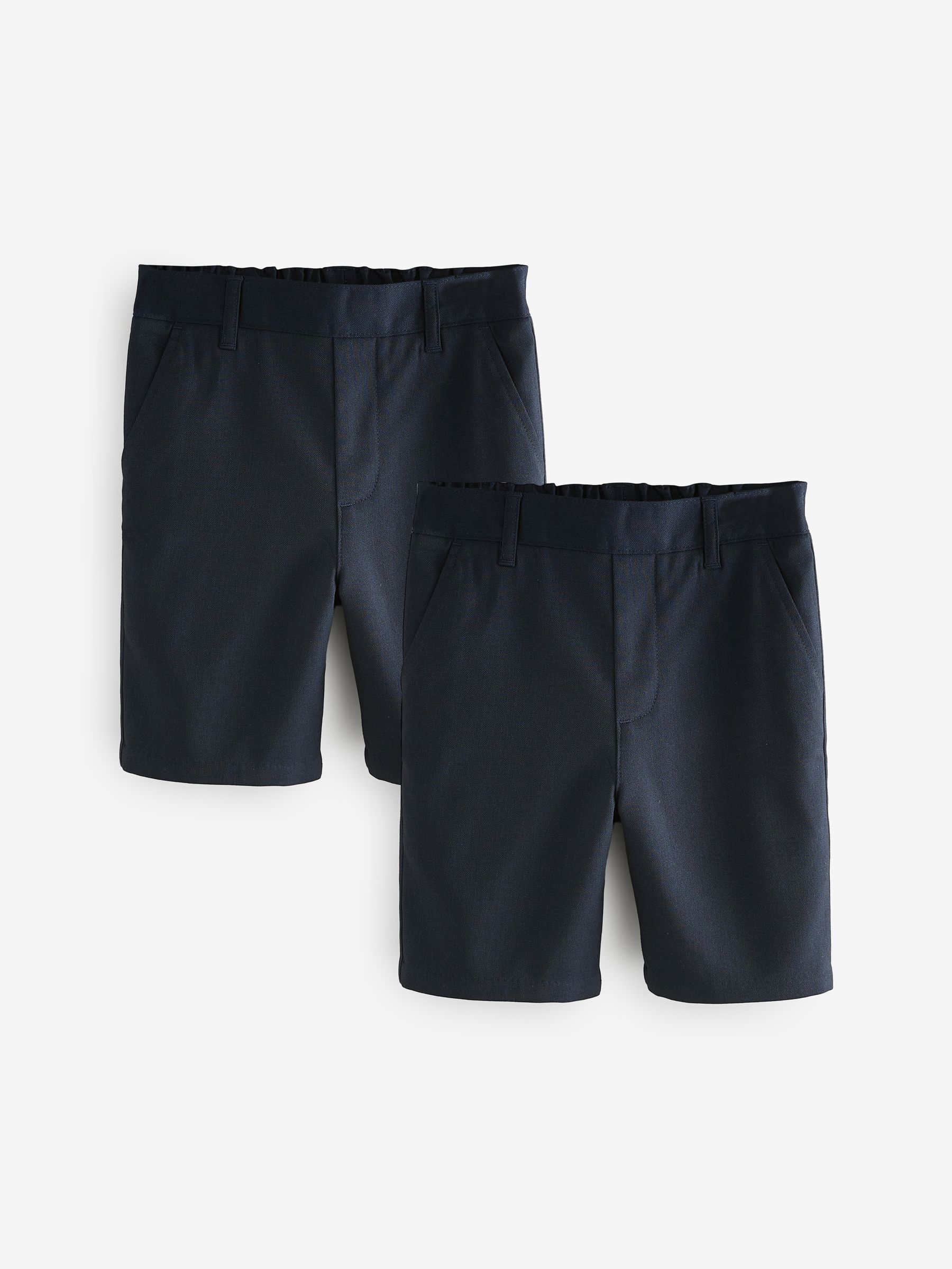 Marineblauw - Clarks set van 2 regular schoolshorts met aantrekkoord voor jongens
