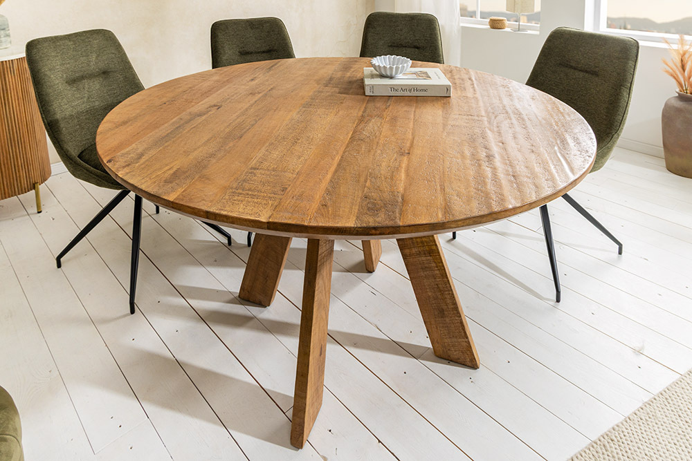 Runder Esstisch ART WOOD 120cm braun massiv Mangoholz