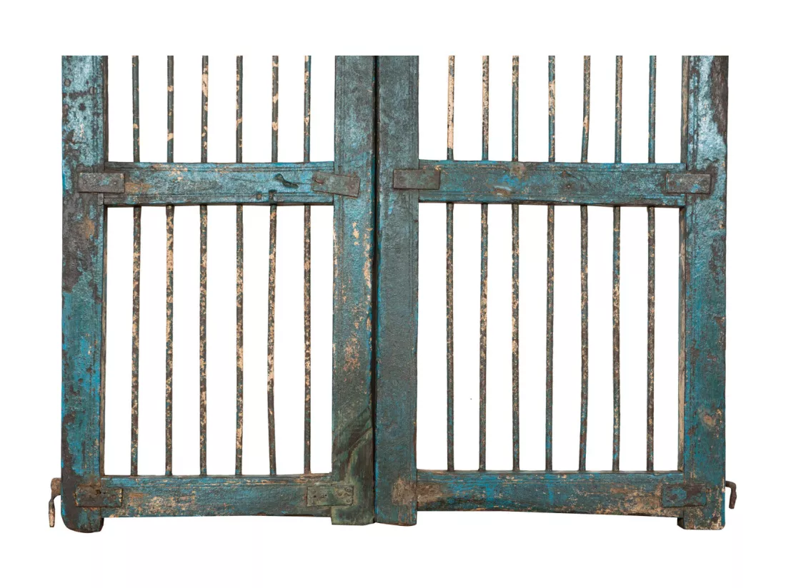 BISCOTTINI Portail - Bois Massif et Fer Finition Antique - Clôture en Fer - Portail en Métal - Porte Décorative - Portail d'Entrée - Clôture en Bois - Intérieur et Extérieur - 100x6x102cm