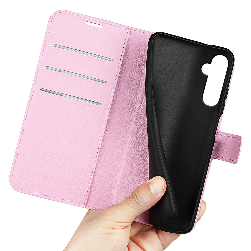 Samsung Galaxy S24 Leder Tasche Flip Cover Litchi Look - Rosa