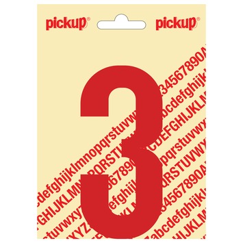 Pickup plakcijfer 3 rood glans 120 mm