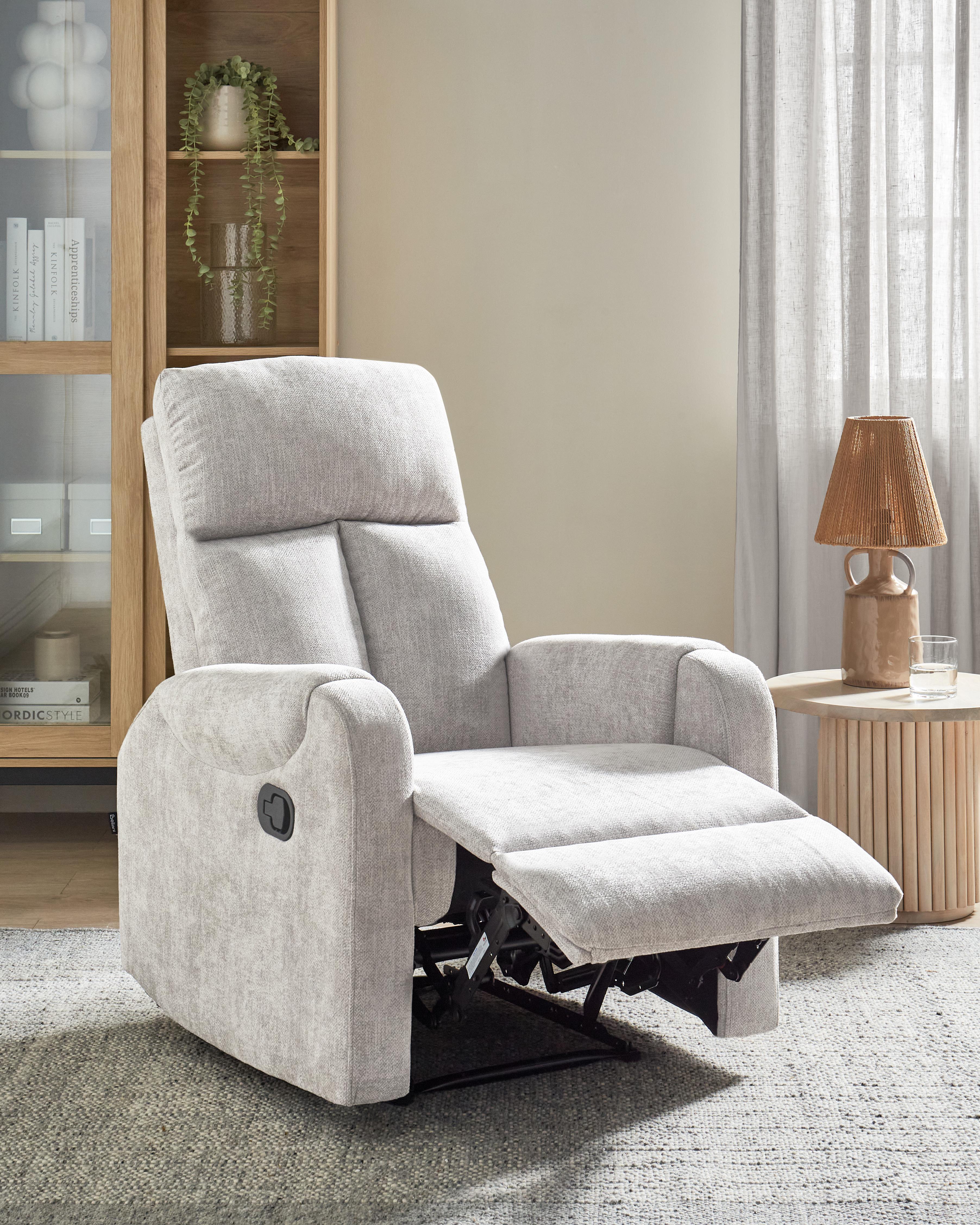Relaxfauteuil SOMERO inclusief voetensteun Stof Grijs