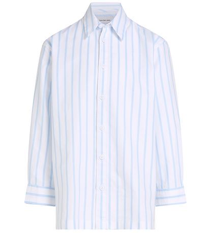 Calvin Klein Hemd - Striped Oxford - White/Blue Stripe