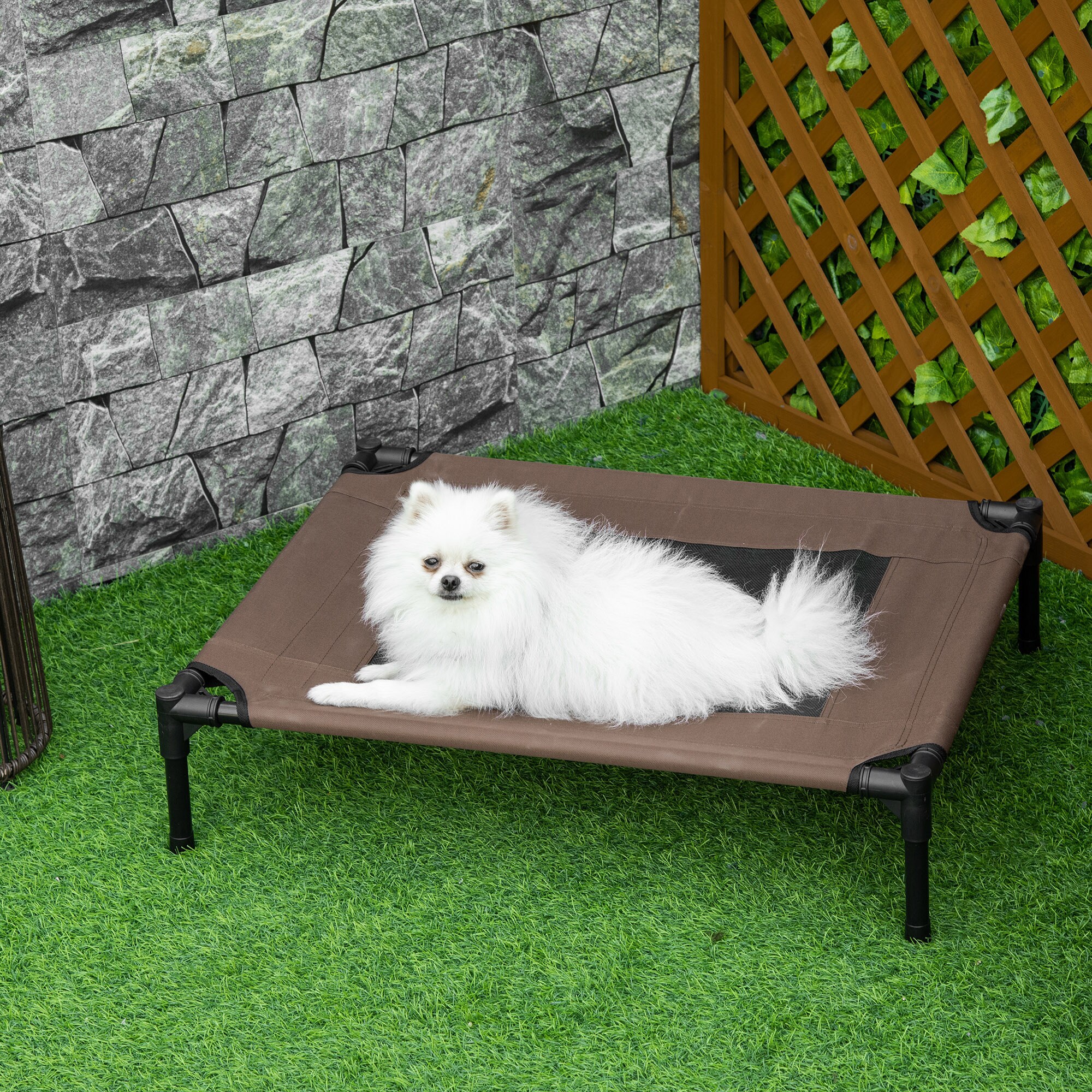 PawHut Hundebett mit erhöhtem Design braun 76L x 61B x 18H cm