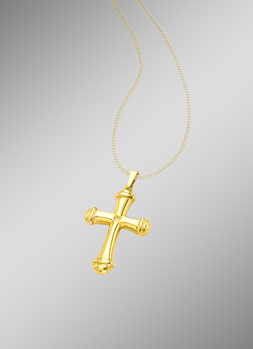 Schön ausgearbeiteter Kreuz-Anhänger mit Diamant