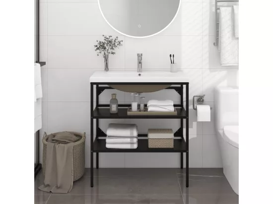 Cadre de lavabo de salle de bain vasque à encastrer Noir Fer