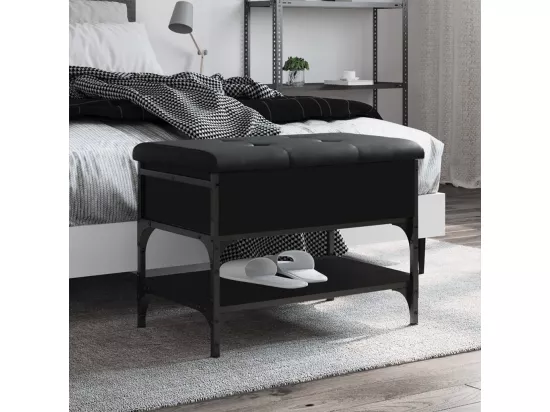 Banc à chaussures noir 62x42x45 cm bois d'ingénierie