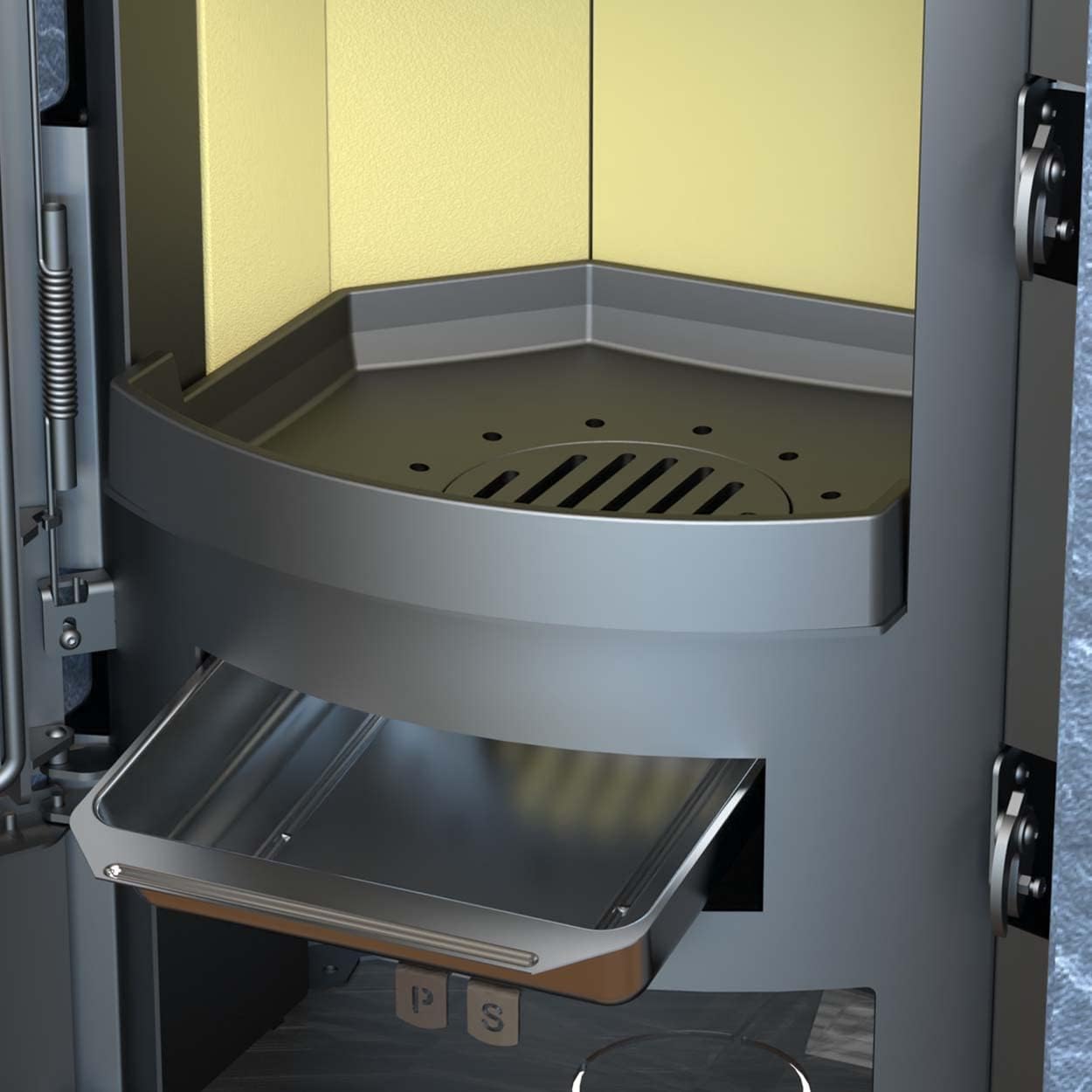 Thermia Ignis Mass Gussgrau Speckstein Automatik Kaminofen Speicherofen 150mm Abgasstutzen 7kw Holzfach massiv