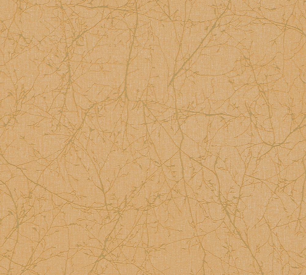 A.S. Creation Vliestapete - gold-gelb - mit Ästen - 10 Meter