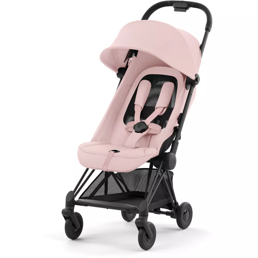 cybex PLATINUM Buggy Coya Matt Black Peach Pink inklusive Babyschale Cloud T I-Size Plus Leaf Green  und Adapter