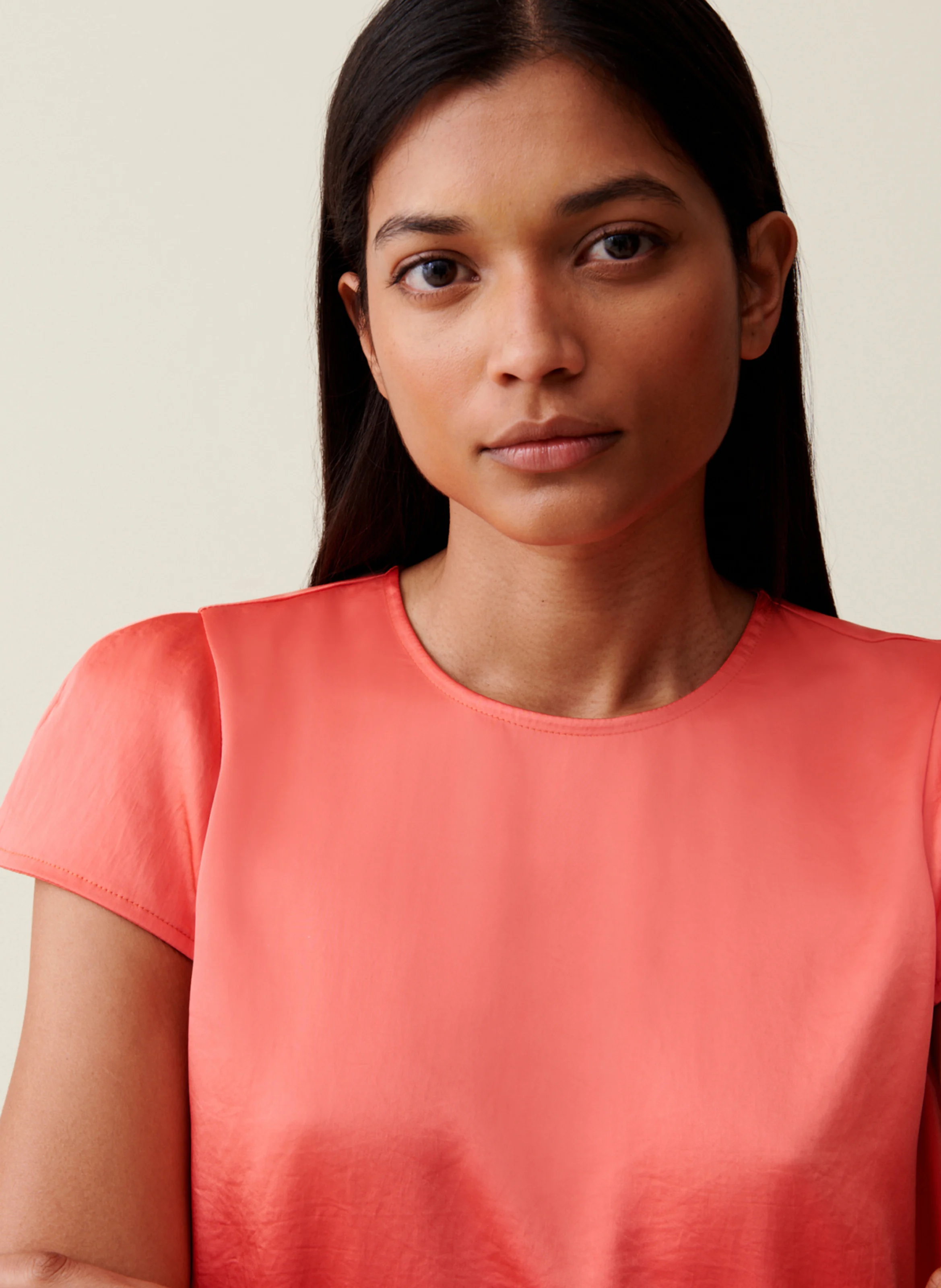 Robe courte col rond | Orange