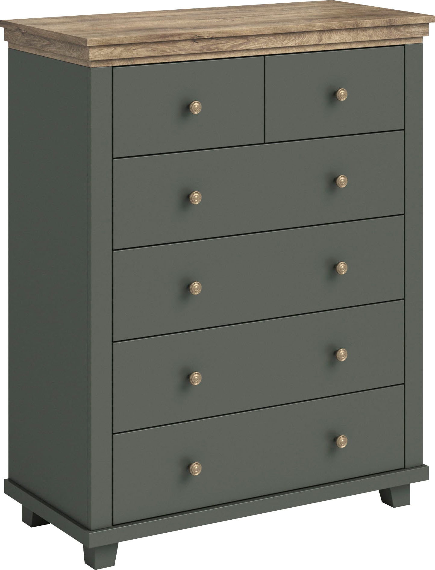 Home affaire Schubkastenkommode »Evora mit 6 Schubladen, viel Stauraum, 90x42x112,5 cm (BxTxH) FSC®« Kommode mit MDF-Applikationen, Landhausstil, passende Ergänzung