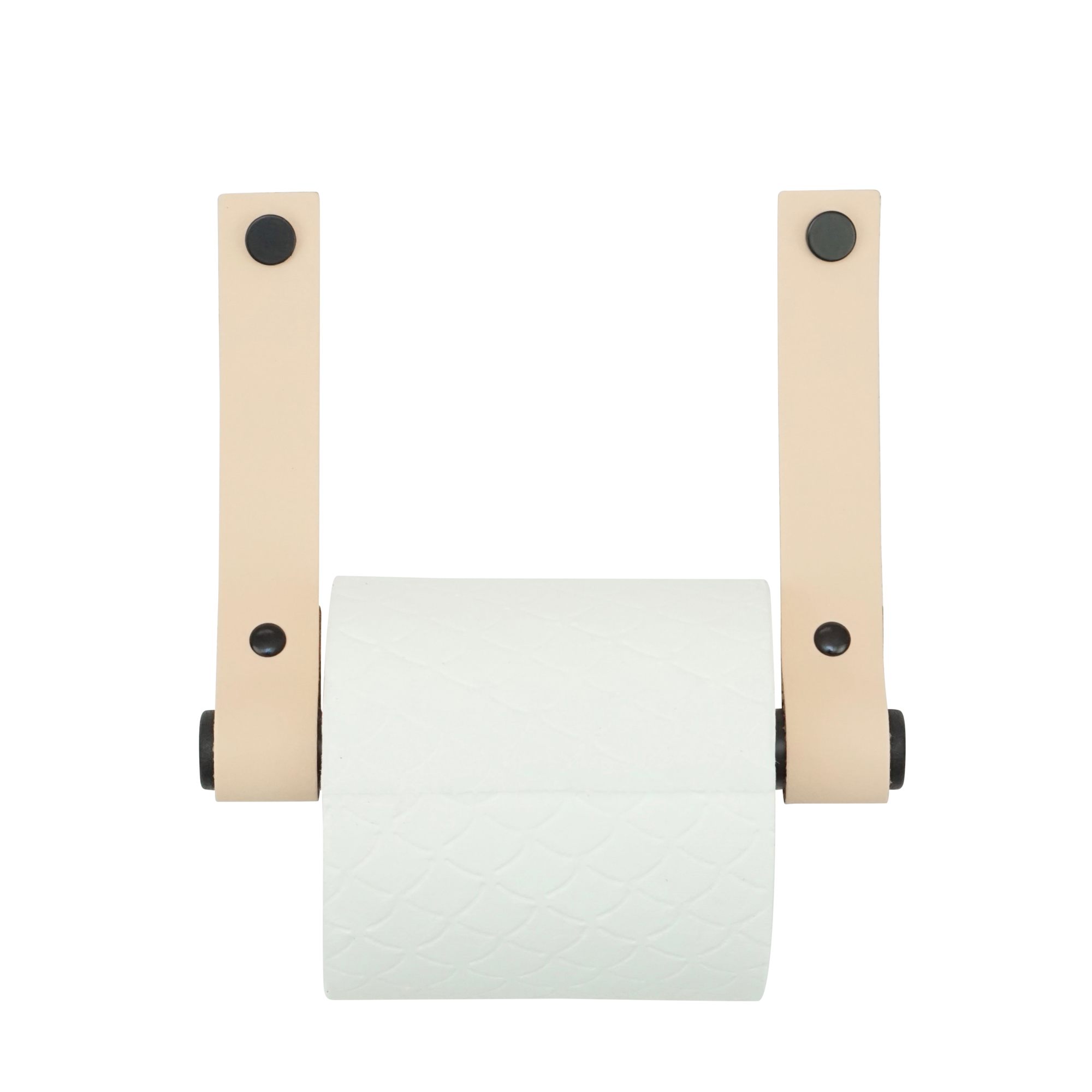 Leren toiletrolhouder (roldrager: zwart metaal) Naturel