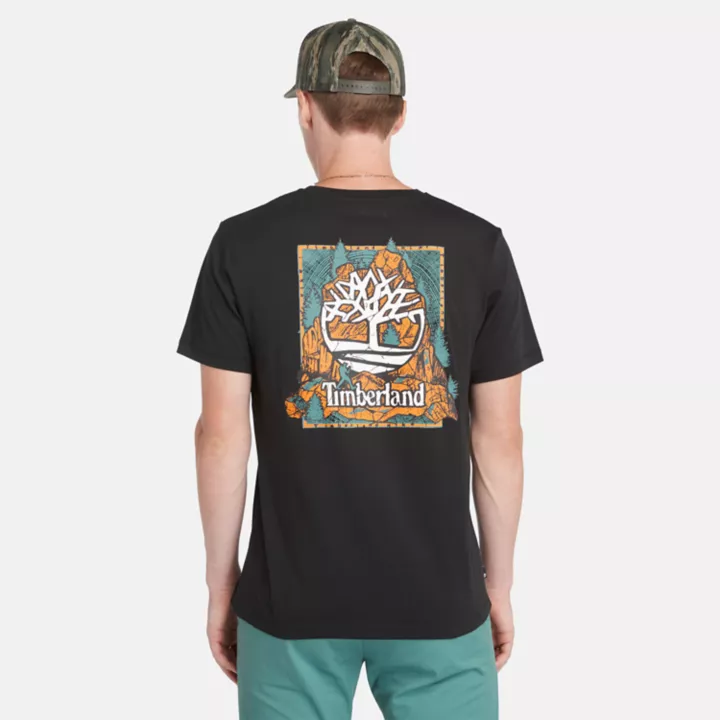 T-shirt à motif dans le dos pour homme en noir
