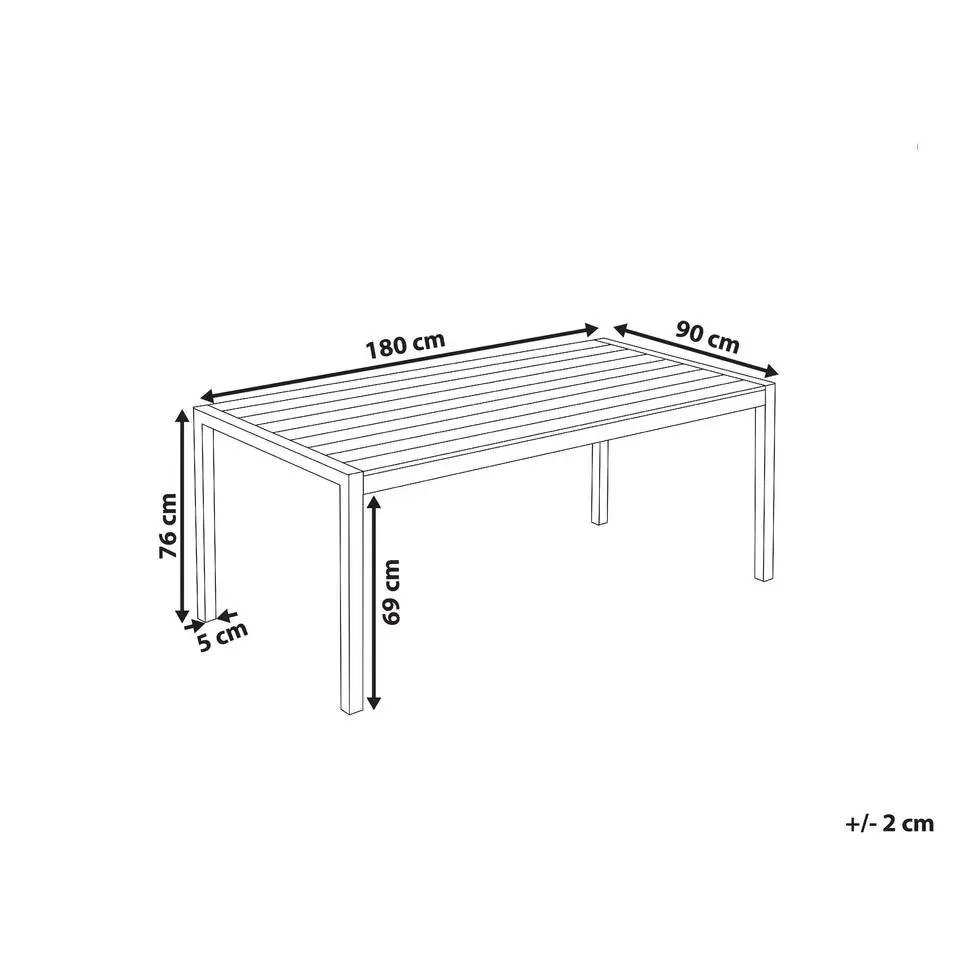 VERNIO - Tuintafel - Lichtbruin - 90 x 180 cm - Aluminium