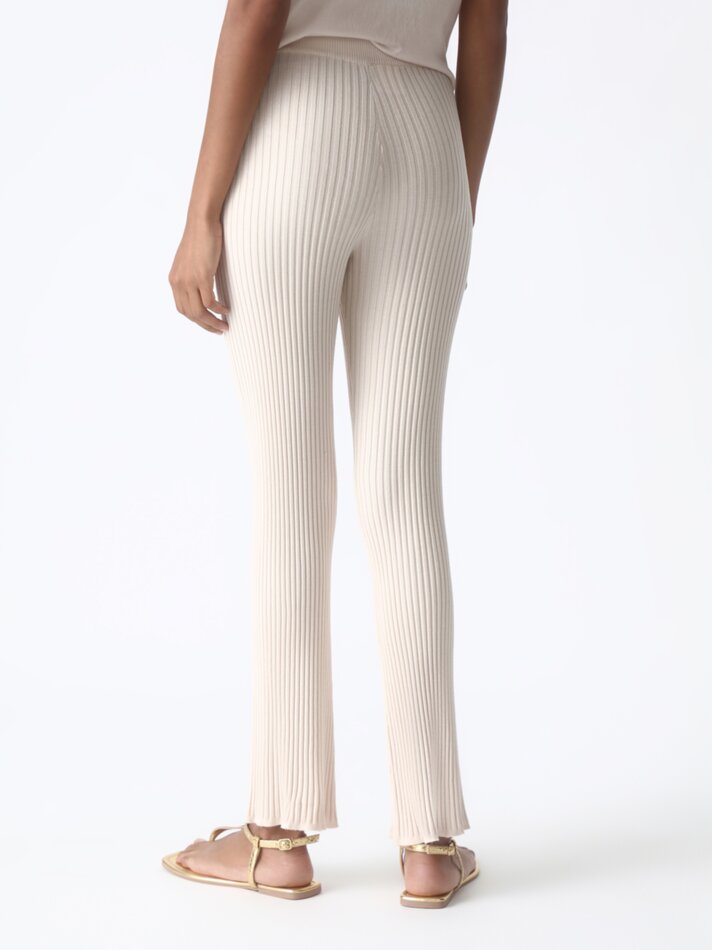 Calça flare canelada - Areia