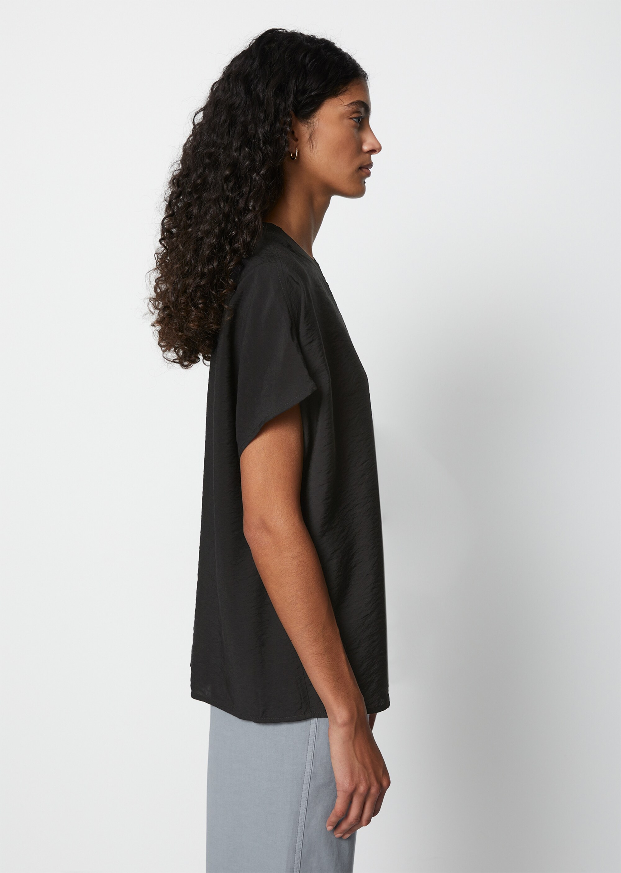 Blusenshirt regularaus Viskose-Mix-Crinkle