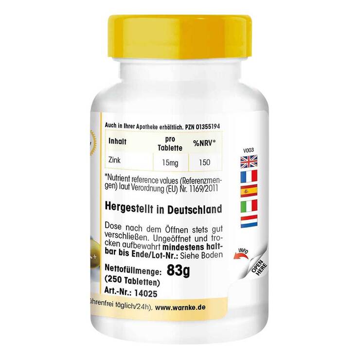 Zink 15 mg Tabletten, 250 St