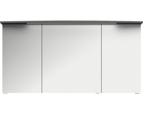 3-delige badkamermeubelset Pelipal xpressline 4010 BxHxD 144 x 200 x 49,5 cm, fronten in grafietstructuur (horizontaal patroon), met witte keramische wastafel en keramische badmeubel, wastafelkast, spiegelkast met LED-verlichting, chromen grepen, 401