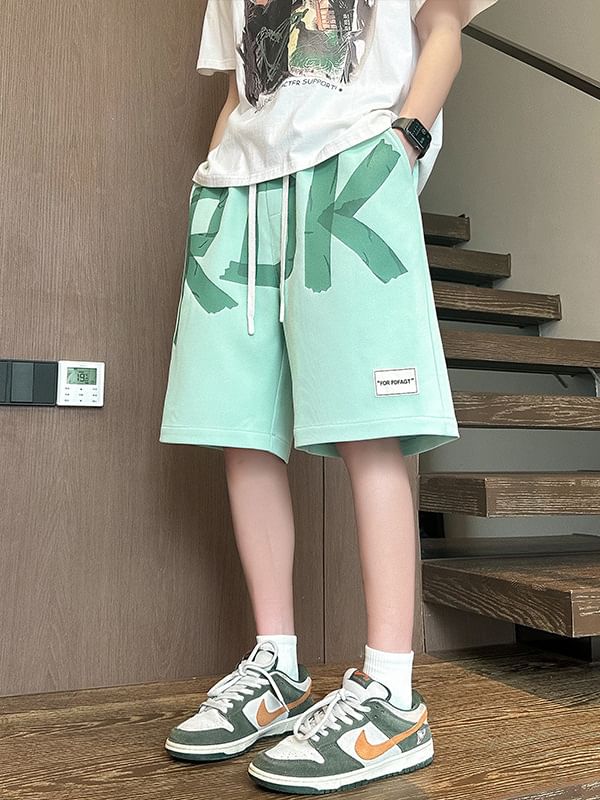 Obikan - Sweatshorts met trekkoord en letterprint