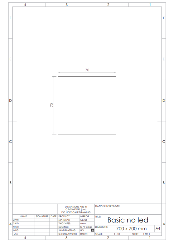 Gliss Design Basic spiegel 70x70cm