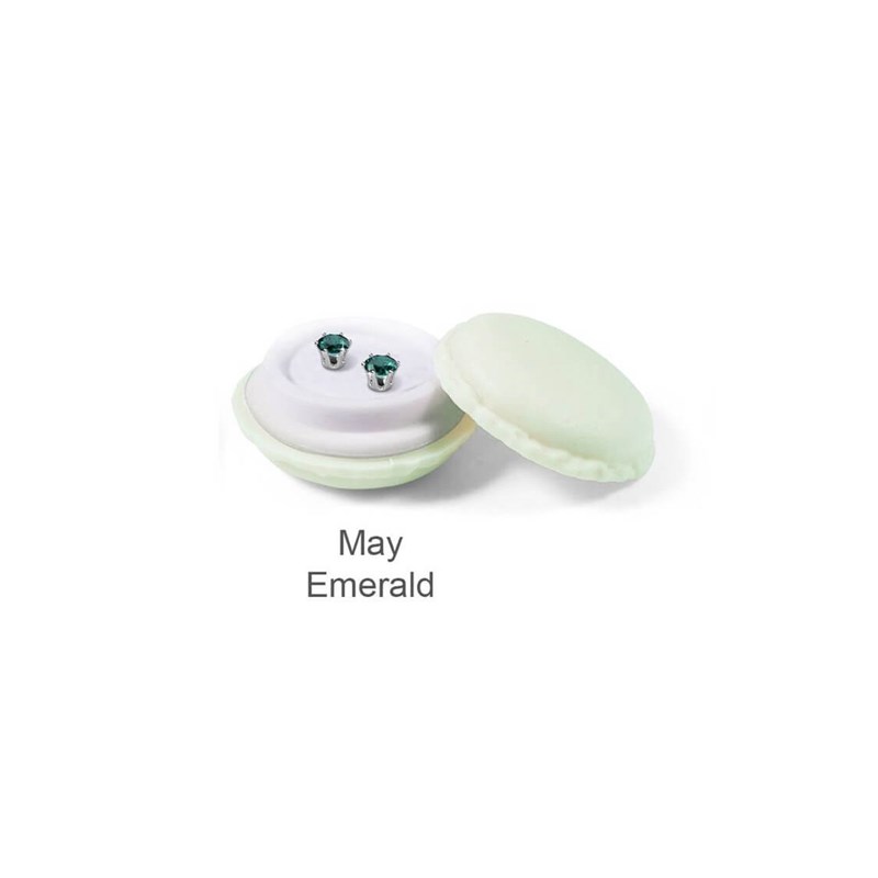 Boucles d'oreilles Birth Stone Mai - Argenté et Vert foncé