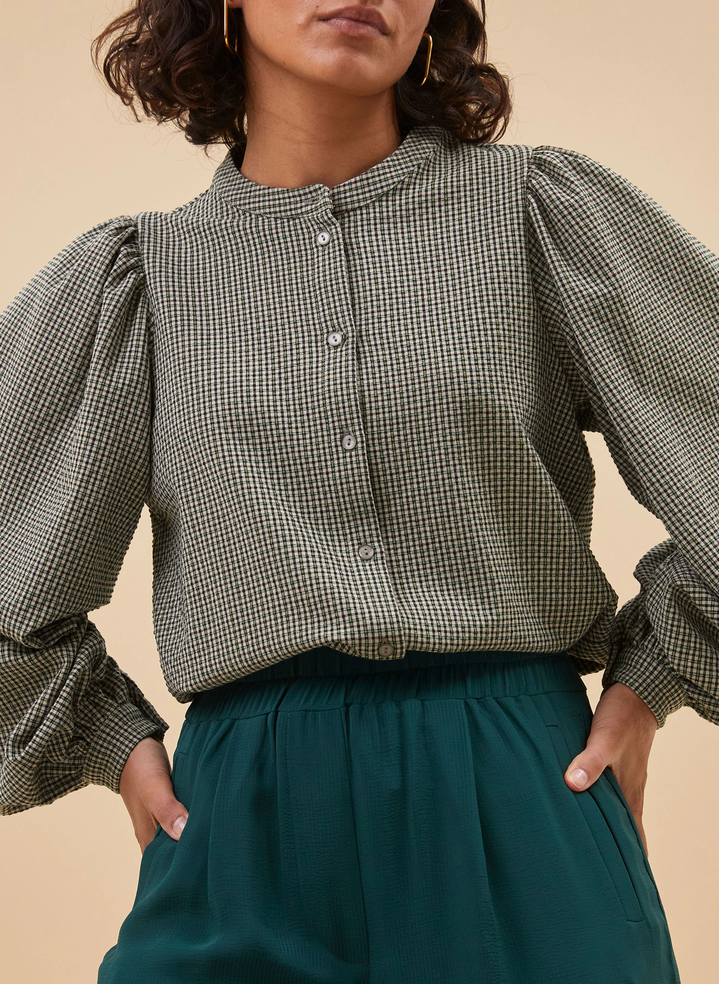 RIKKI - Blouse col rond imprimée | Vert