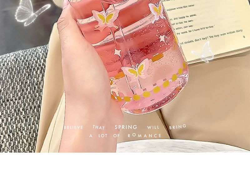 Momoi - Vlindervormige glazen drinkfles met rietje (verschillende designs)
