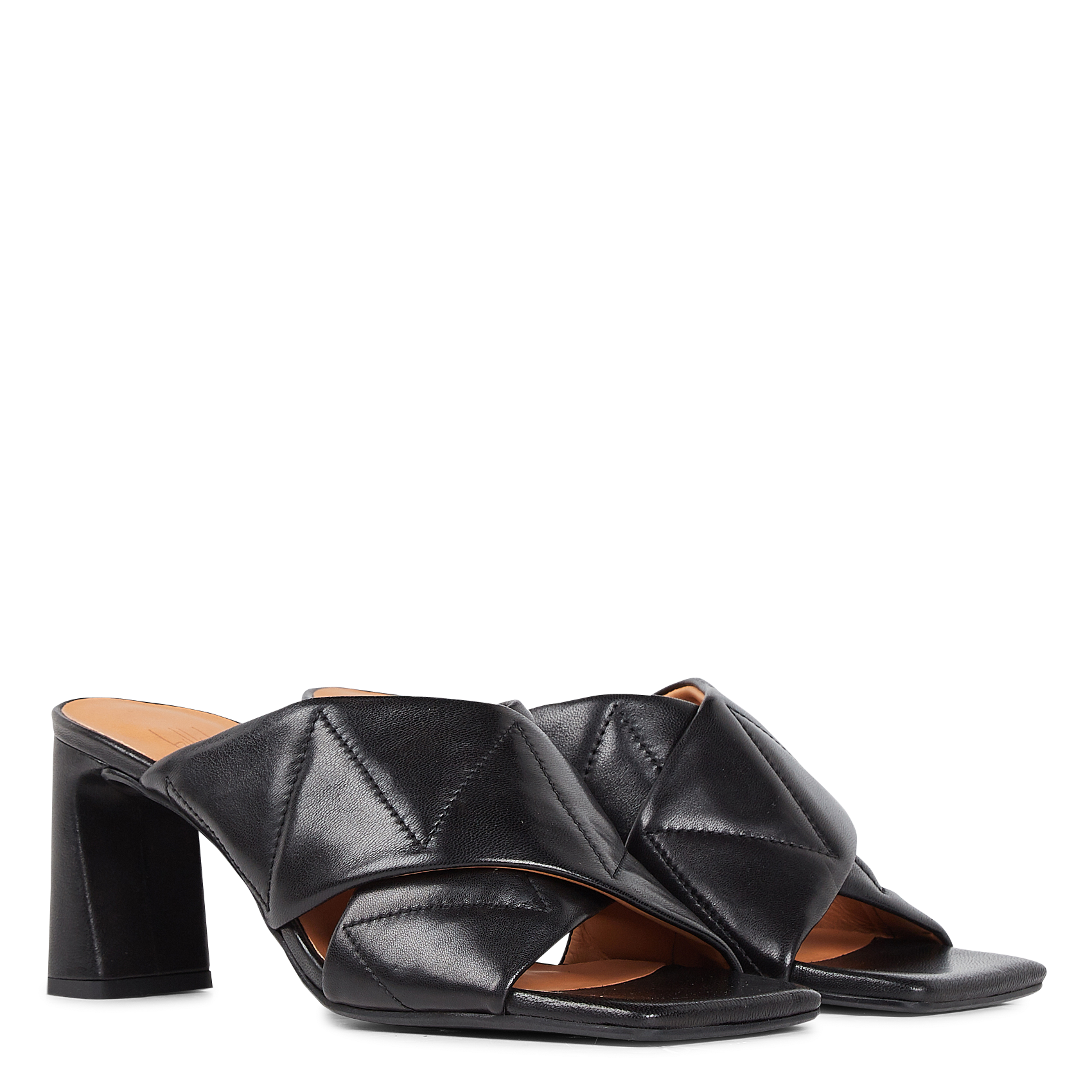 Mules à talon en cuir| Noir