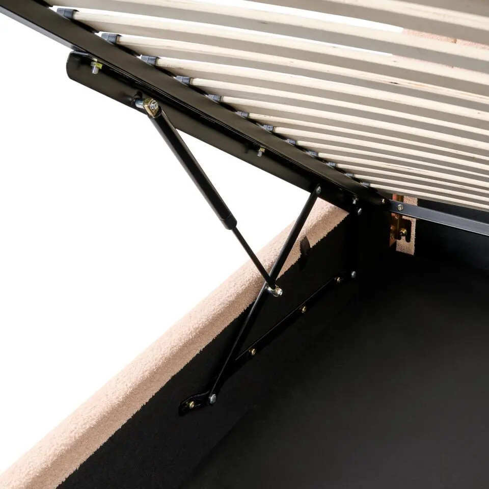 CHADENET - Bed met opbergruimte - Perzikroze - 140 x 200 cm - Bouclé