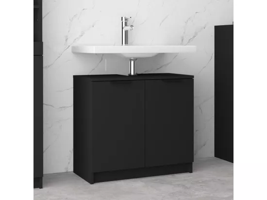 Armoire de salle de bain Noir 64,5x33,5x59 cm Bois d'ingénierie