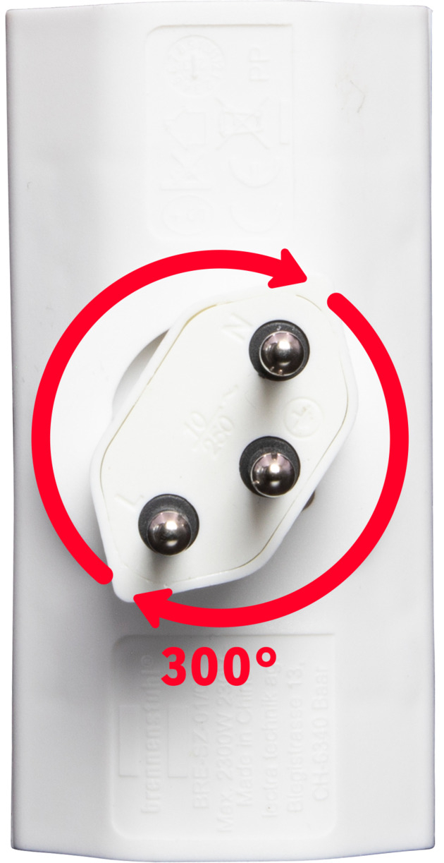 cleverLINE 300° Drehbarer 2-fach Mehrfachstecker T13 Abzweigstecker Steckdosen Adapter Schweiz 3-polig (1508292212) - Weiss