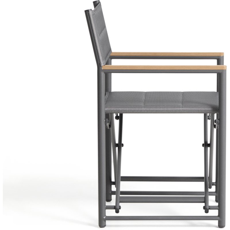 Chaise pliable d’extérieur Tisno en aluminium graphite et textilène gris