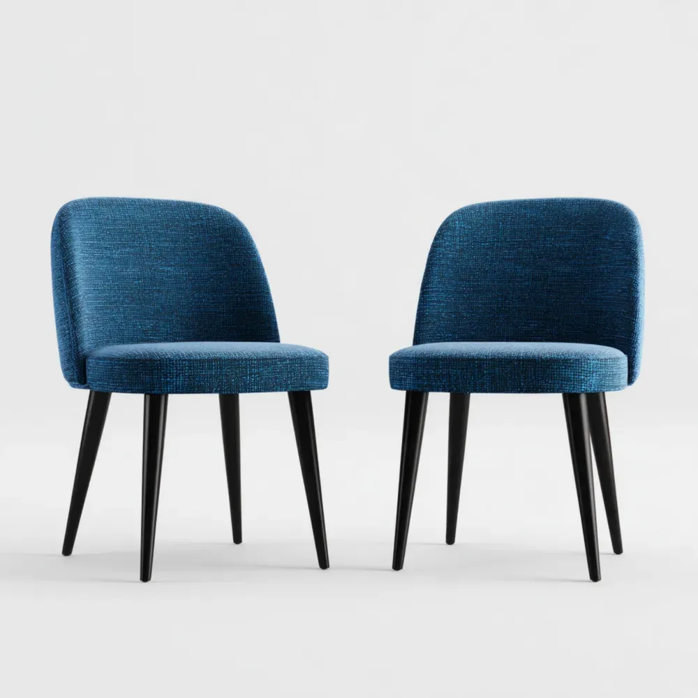 Esszimmerstühle Stoffpolster 55x45x80 cm - Blau/Schwarz - Modernes Design
