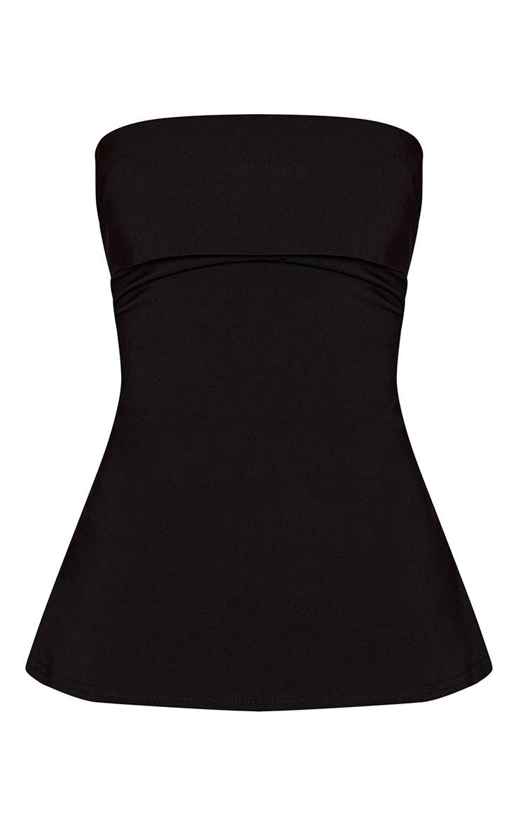Noir Haut Tissé Extensible À Côtés Fendus Et Col Plié Tall