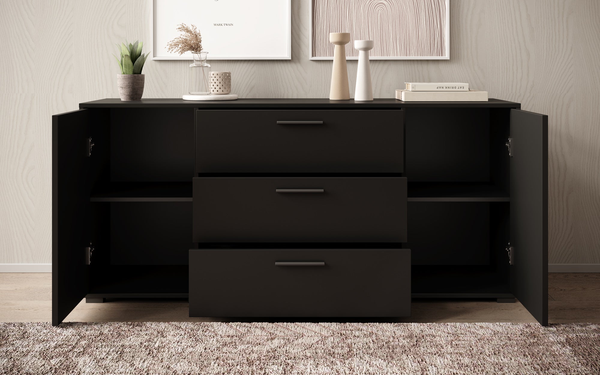 Betty - Dressoir - Zwart - 150x40x68 cm