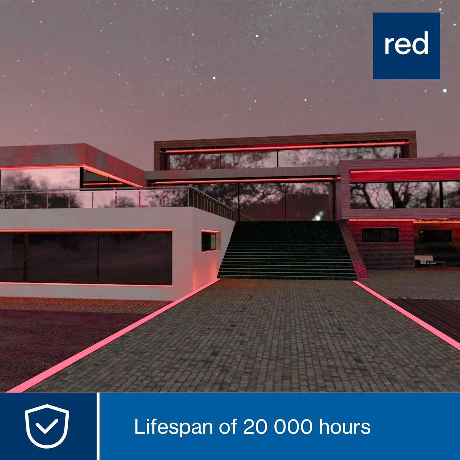 HQ-Power LED-Lichtschlauch, Lichterschlauch außen wetterfest, Lichtschlauch LED, Lichterkette Schlauch, LED Schlauch, Weihnachten, Party, flexibel, Dekoration, 36 LEDs/Meter, rot, 45 m