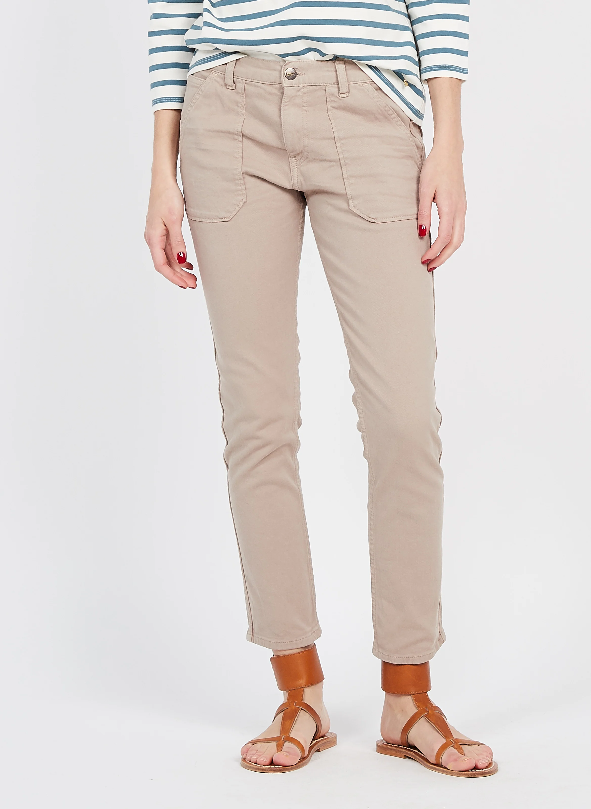 PIERCE - Jean slim en coton mélangé | Beige