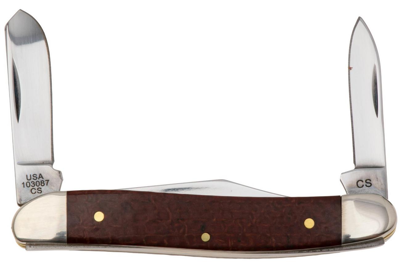 Case Medium Stockman Smooth Dark Red Burlap Micarta, 12272, 103087 CS zakmes