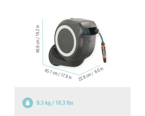 GARDENA RollUp M wandslangbox inclusief 20 m slang, 180° draaibaar en RollControl-technologie