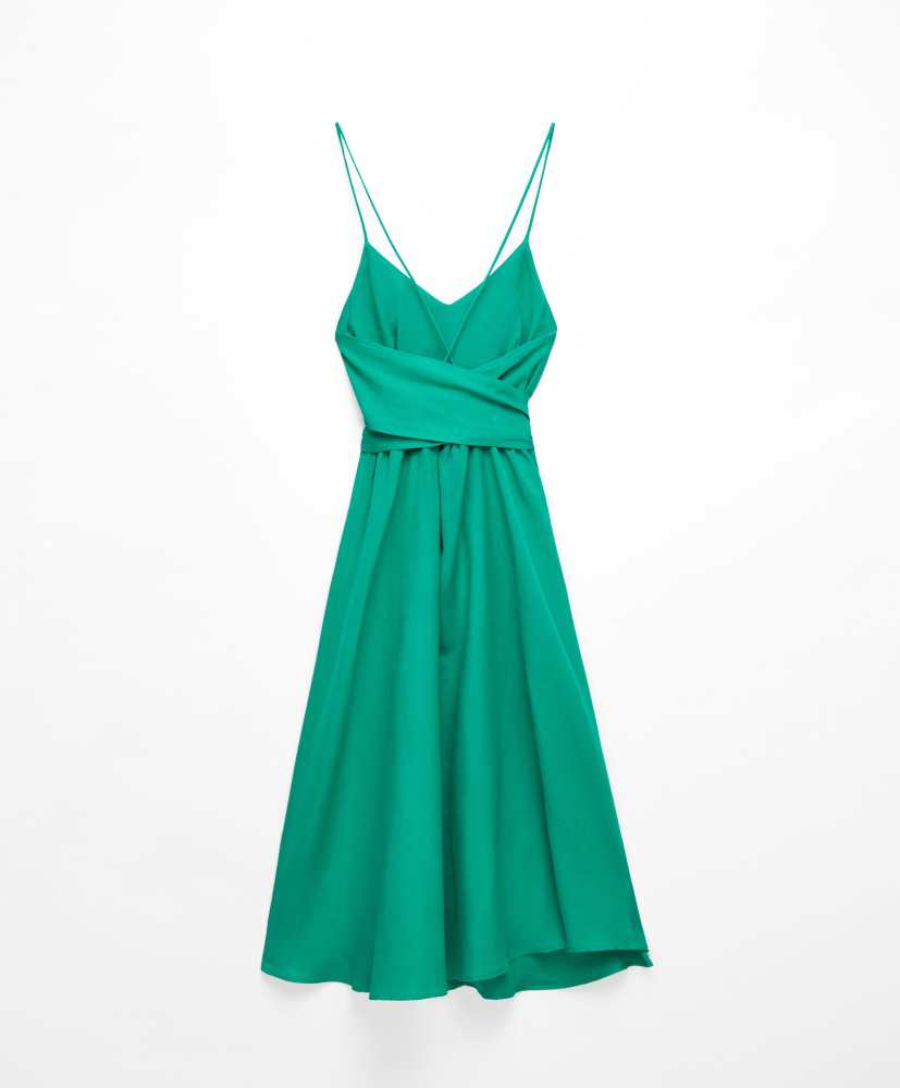 Vestido midi de linho com alças