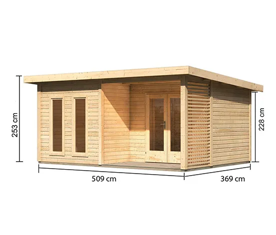 Karibu Premium-Gartenhaus, 38 mm (Altona 5), natur