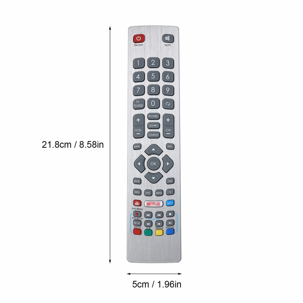 Universal Ersatz Fernbedienung mit 49 Tasten für Sharp Aquos Smart TV Geräte (LCD / LED / Plasma) - Grau