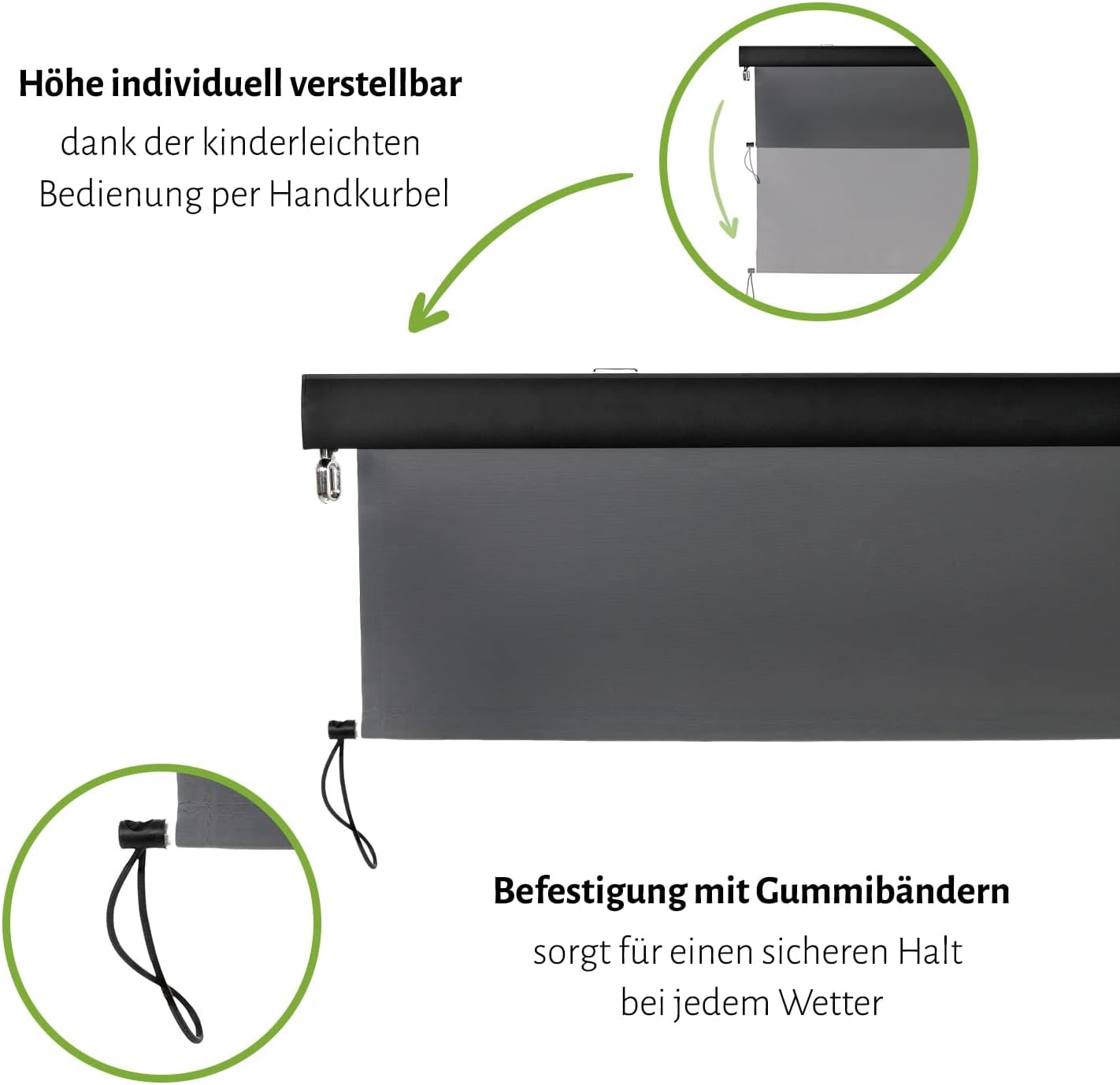 empasa Senkrechtmarkise Master Vertikalmarkise Balkonmarkise Sonnenschutz Balkonsichtschutz Sichtschutz Balkonrollo Rollo mit Handkurbel in verschiedenen Größen und Farben