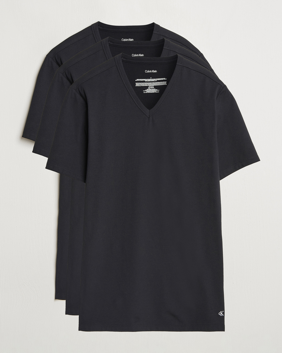 Calvin Klein 3-Pack Cotton Stretch V-Neck T-Shirt Black