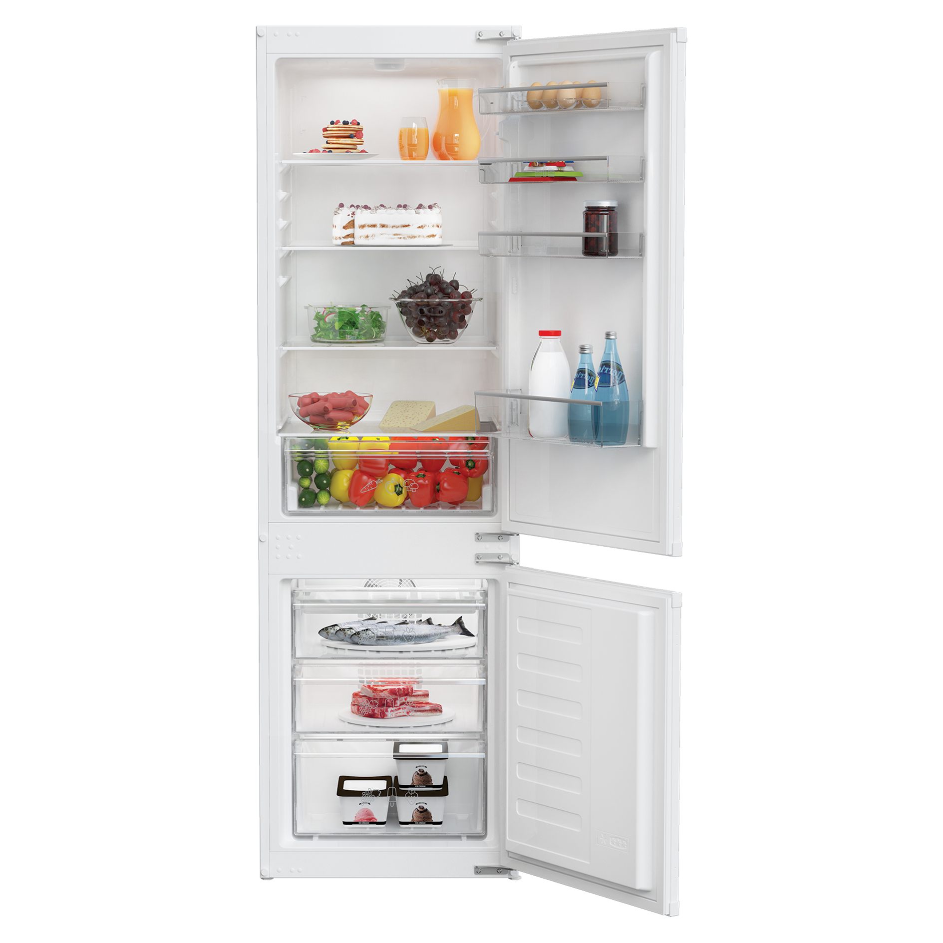 pino Küchenblock PN210 - Alpinweiß supermatt - mit E-Geräten - Kühlschrank rechts - 230+150 cm
