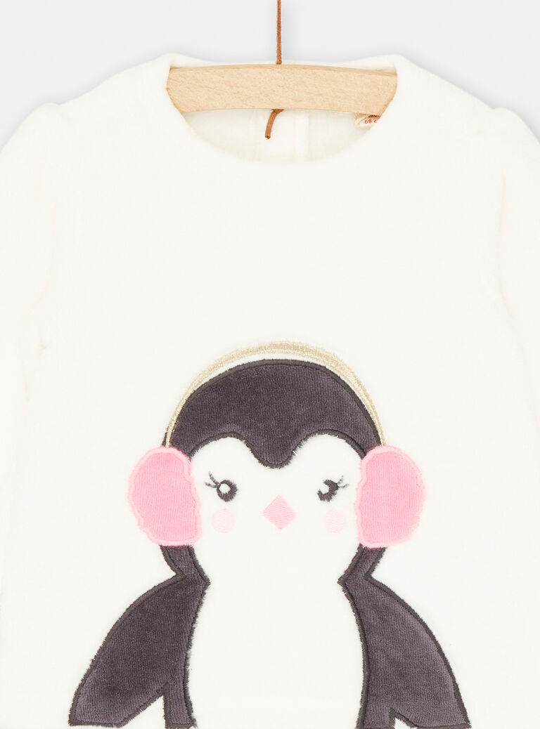 Ensemble pull et pantalon écru et rose pâle